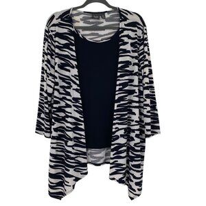 Chico’s Travelers Size 3 XL Stretch Pullover Open Front 3/4 Sleeve Blouse